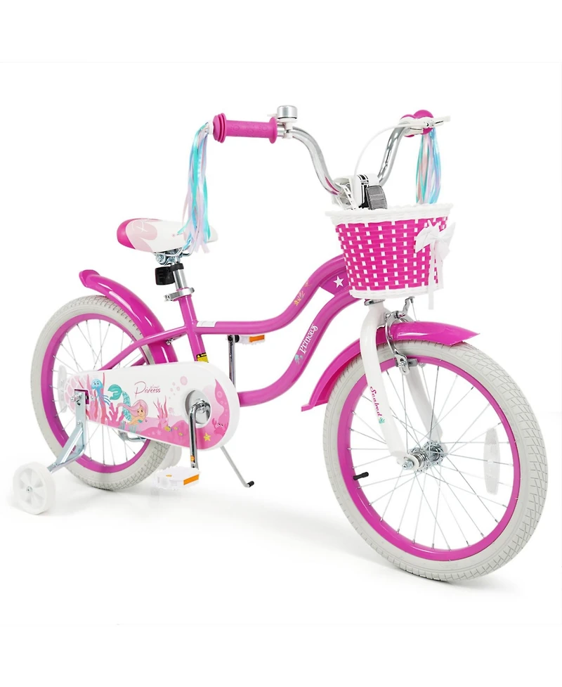 Slickblue Kids Bike with Basket and Streamers