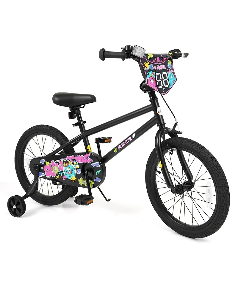 Slickblue Toddler Bike with Training Wheels and Street Art Pattern for Kids