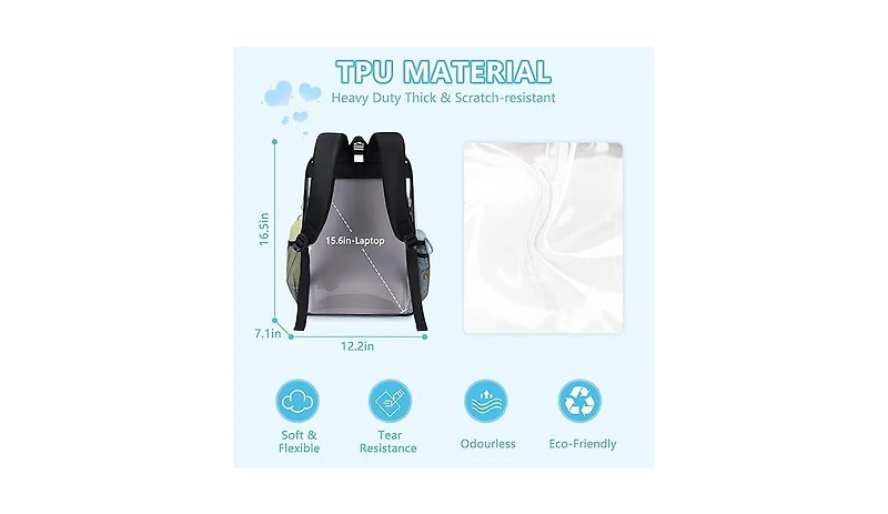 Urbanmax Clear Backpack for School Girls, Heavy Duty Tpu Transparent Stadium Events Approved, Bookbag