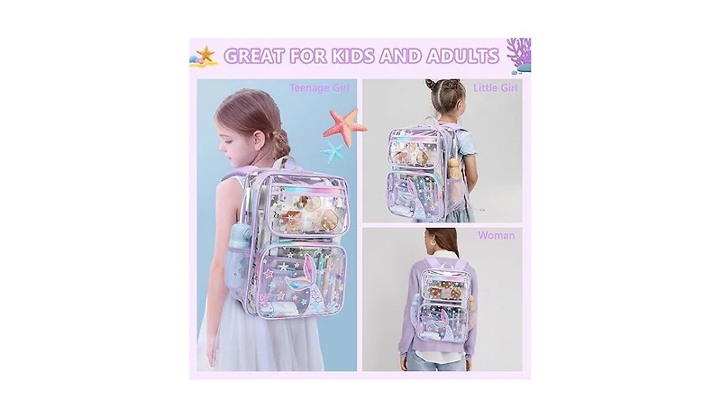 Urbanmax Clear Backpack for School Girls, Heavy Duty Tpu Transparent Backpack Stadium Events Approved, Clear Bookbag