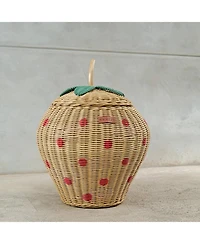 Momiji Strawberry Handcrafted Rattan Storage Basket with fabric lining