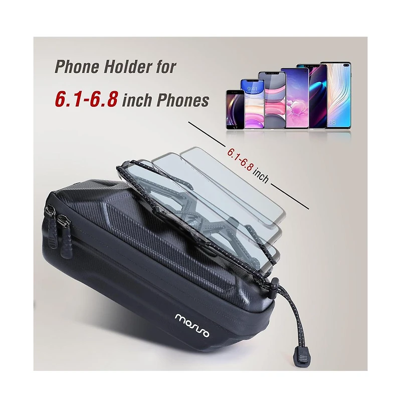 Aoligeijs Waterproof Bike Frame Bag with Phone Holder Eva Hard Shell Top Tube Bicycle Storage Pouch for Commuting Road Mountain Cycling
