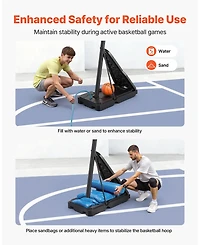 Mecale Portable Basketball Hoop, 8.04-10 ft Height Adjustable Stand with 44" Pc Backboard, Outdoor/Indoor Goal System