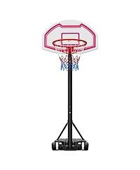 Mecale Kids Basketball Hoop, 5.2-6.9 ft Height Adjustable Stand with Rolling Wheels, Nylon Net, Portable Backboard Set