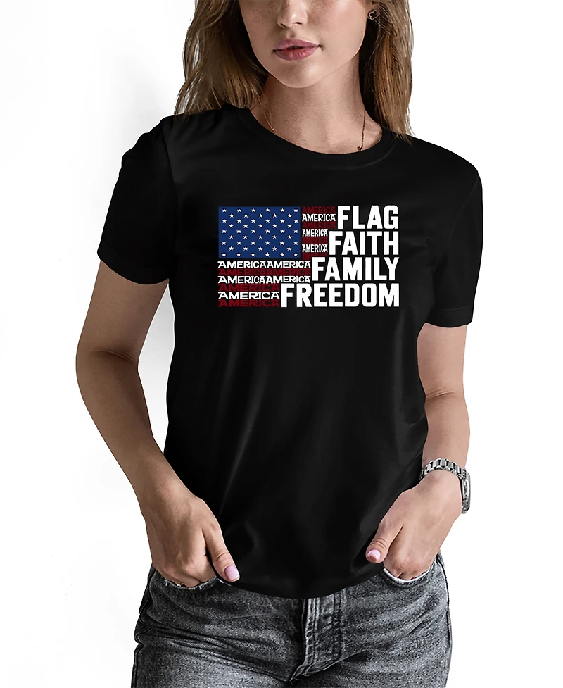 La Pop Art Women's Faith Flag Word Pullover Top