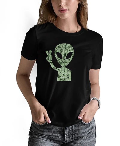 La Pop Art Women's Peace Alien Word Pullover Top