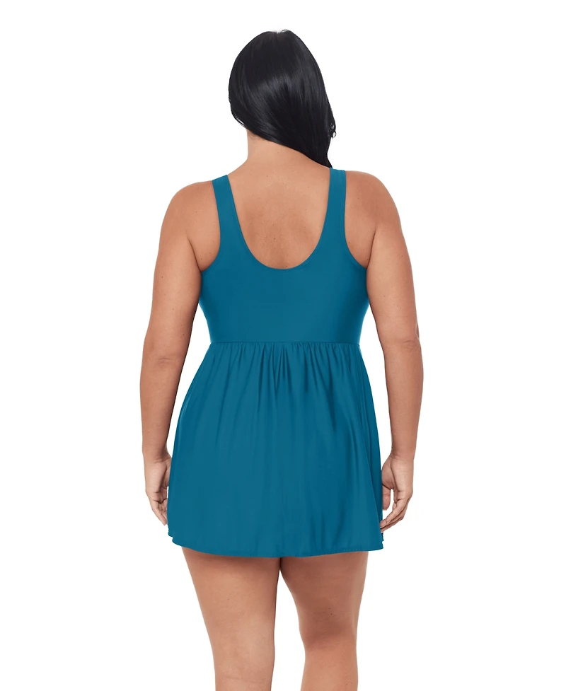 Miraclesuit Women's Plus Must Haves Marais Tummy Control Swimdress