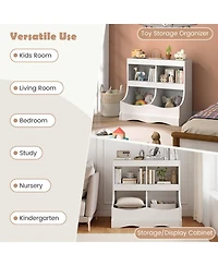 Gouun 4-Cubby Kids Bookcase and Toy Organizer with Spacious Countertop