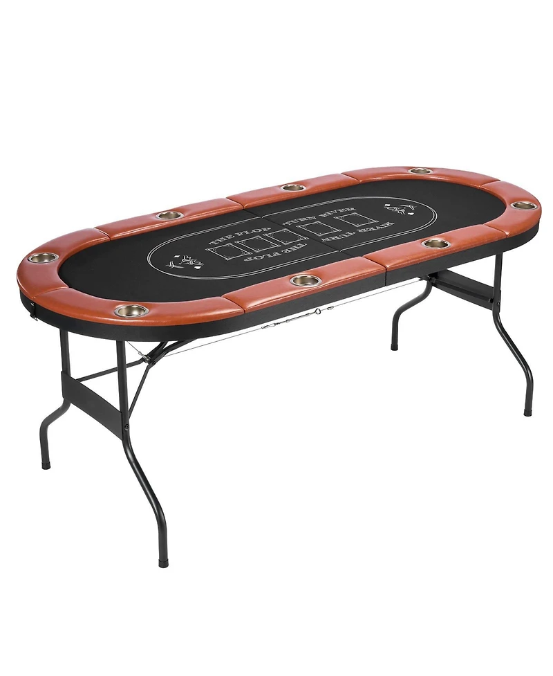 Mecale Foldable Poker Table for 8 Players with Cup Holders and Padded Rails