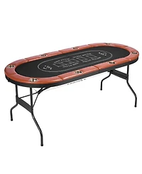 Mecale Foldable Poker Table for 8 Players with Cup Holders and Padded Rails