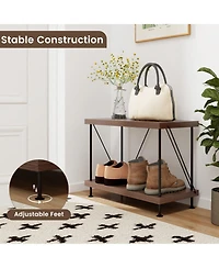 Gouun 2-Tier Industrial Display Shelf with Metal Frame