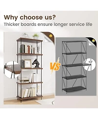 Gouun Tall 5-Tier Bookshelf with Metal Frame and Adjustable Foot Pads