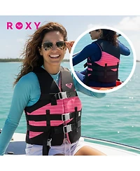 Roxy Uscg Approved Women s Life Vest, Light-Weight Epe Foam and Oversized Arm Holes, Three Belts with Quick-Release Buckles for Fishing and Boating