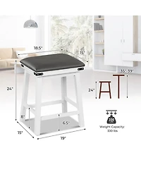 Gymax Pu Leather Bar Stools Set of 4 24'' Counter Height Dining Stools w/ Upholstered Seat