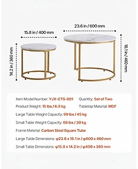 Gouun Round Nesting Coffee Table Set of 2 with Metal Frame