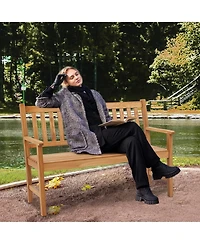 Gouun 50 in Wood Garden Bench with Backrest and Armrests, 800 lbs Capacity