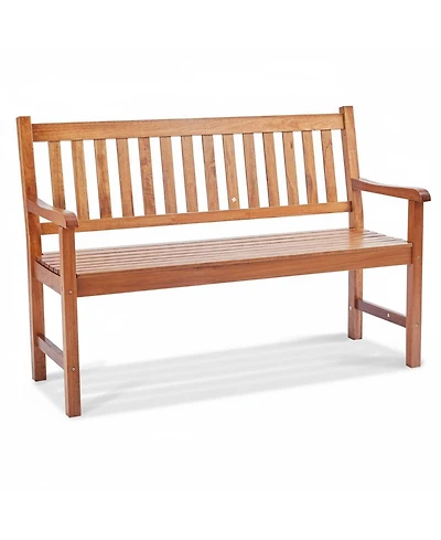 Gouun 50 in Wood Garden Bench with Backrest and Armrests, 800 lbs Capacity