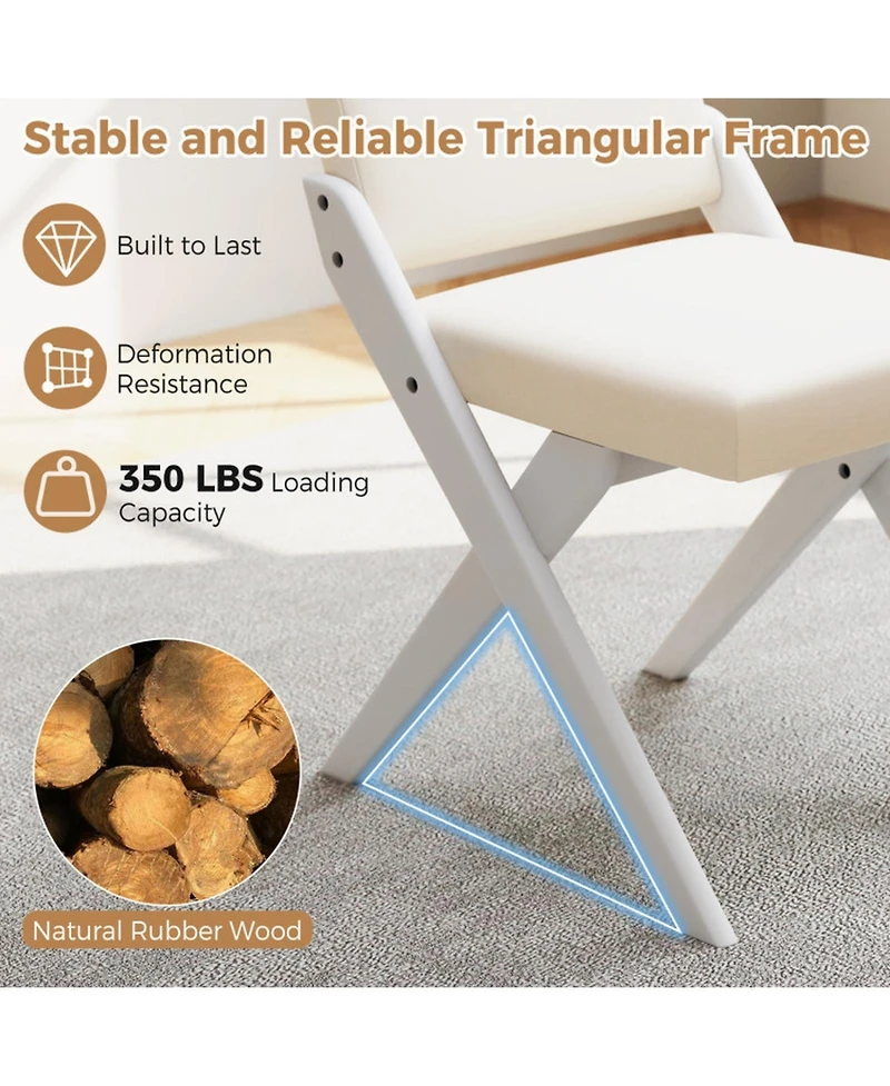 Gouun Set of 2 Wooden Dining Chairs with Rubber Wood Frame and Padded Cushions