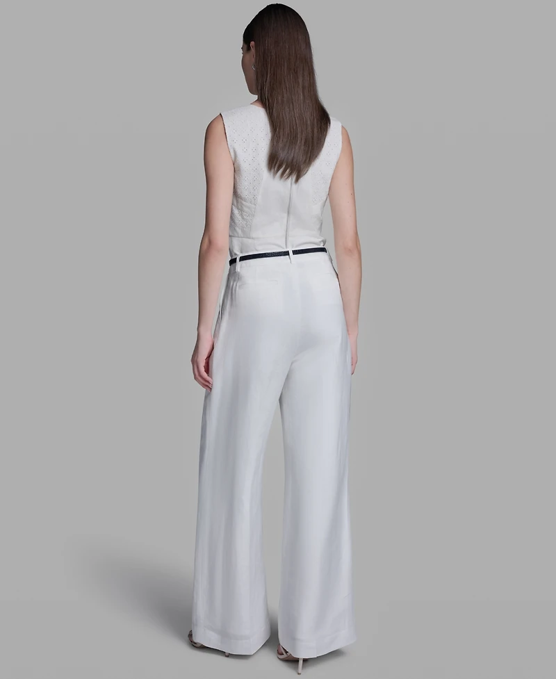 Bcbg Women's High-Rise Wide-Leg Belted Pants