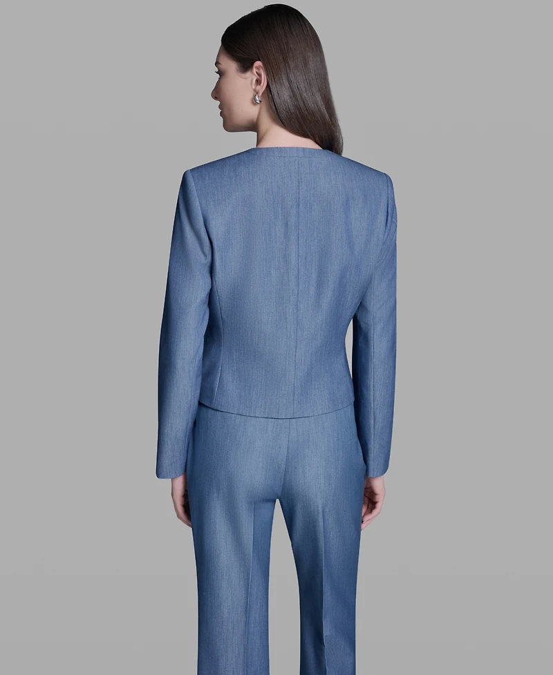 Bcbg Women's One-Button Faux Denim Jacket
