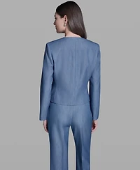 Bcbg Women's One-Button Faux Denim Jacket