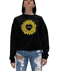 La Pop Art Women's Sunflower Love Word Crewneck Sweatshirt