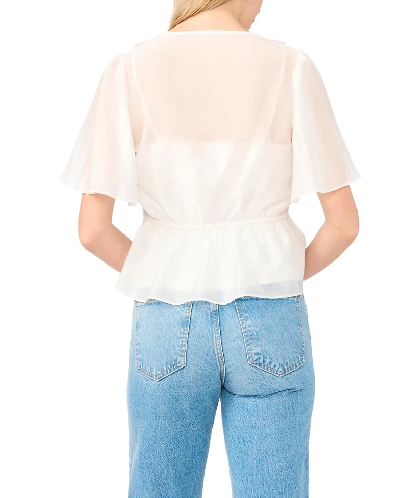 Vince Camuto Women's Flutter-Sleeve V-Neck Top