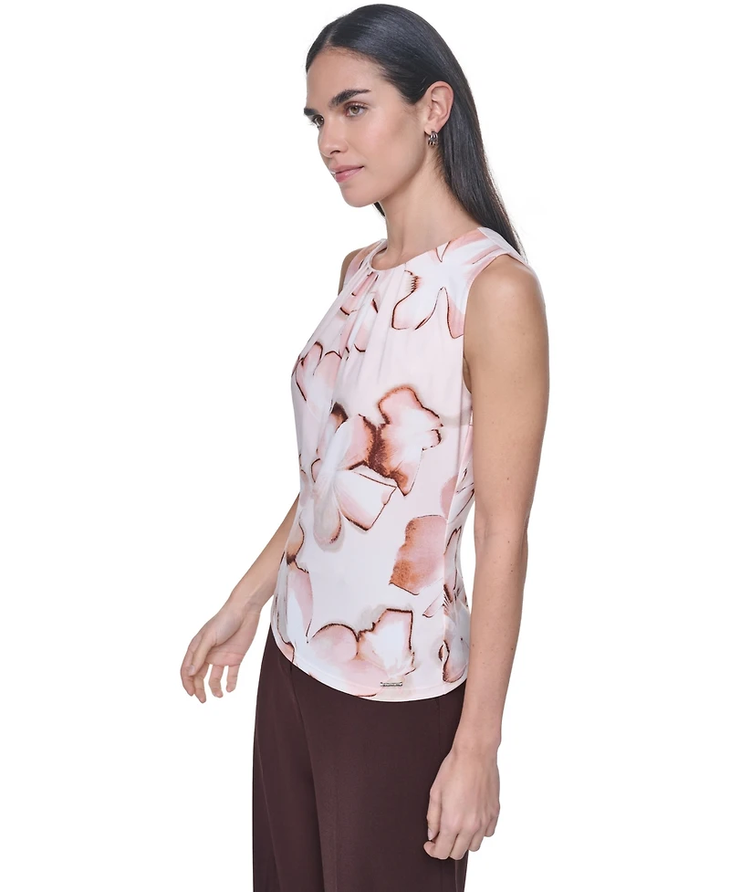 Calvin Klein Women's Pleated Crewneck Sleeveless Top