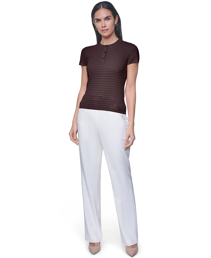 Calvin Klein Women's Crewneck Short-Sleeve Sweater
