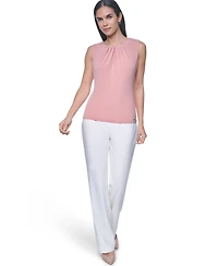 Calvin Klein Women's Pleated Crewneck Sleeveless Top