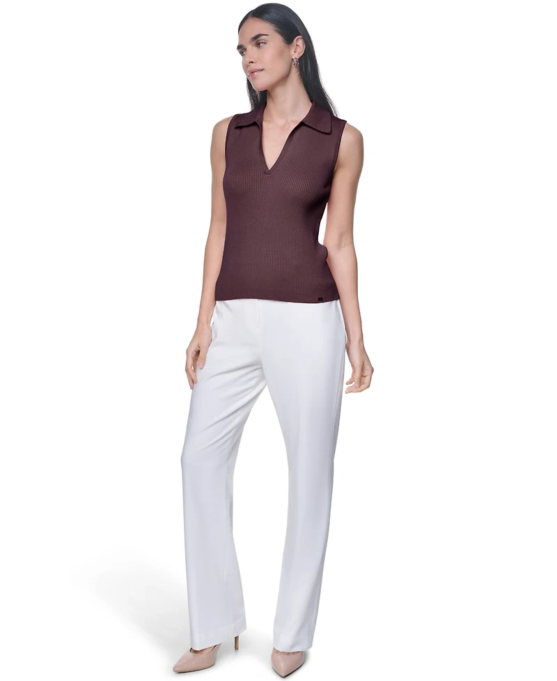 Calvin Klein Women's V-Neck Collar Sleeveless Sweater Top