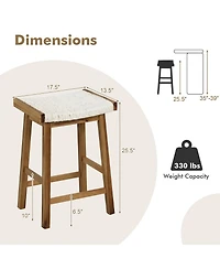 Gymax Set of 4 Saddle Bar Stools 25.5'' Counter Height Dining Stools w/ Seaweed Woven Seat