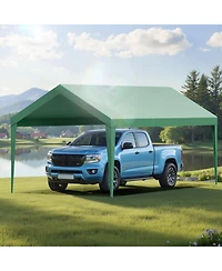 Gouun Carport Replacement Canopy Top 10x20 ft, Uv-Resistant Waterproof Car Shelter Tarp with Ball Bungees