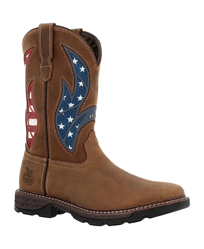 Georgia Boot Men's Carbo-Tec Flx 11" Patriotic Pull-On Work Boot
