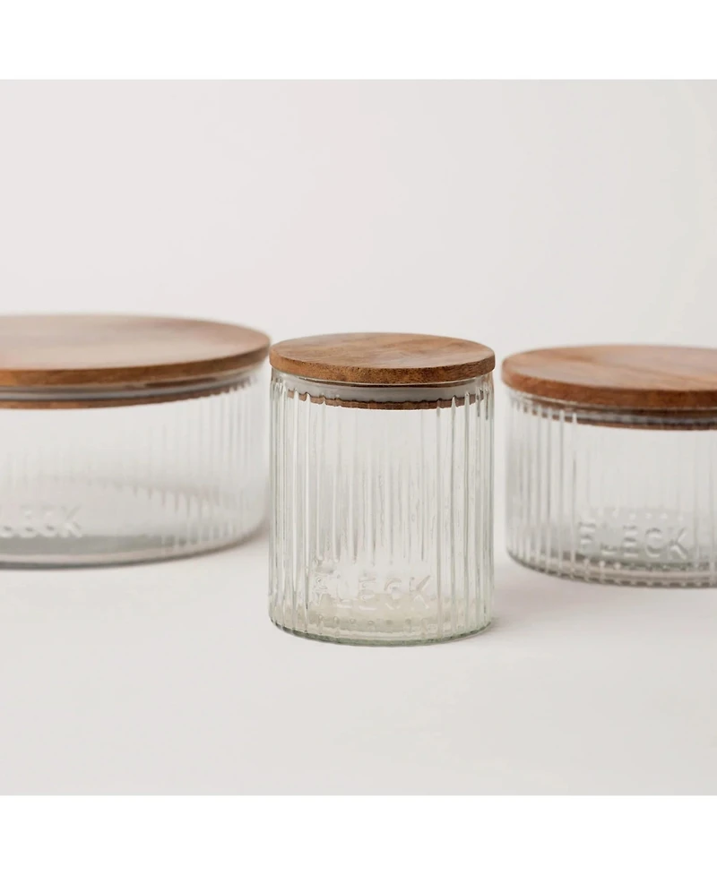 Fleck Fluted Glass Storage Jars - set of 3