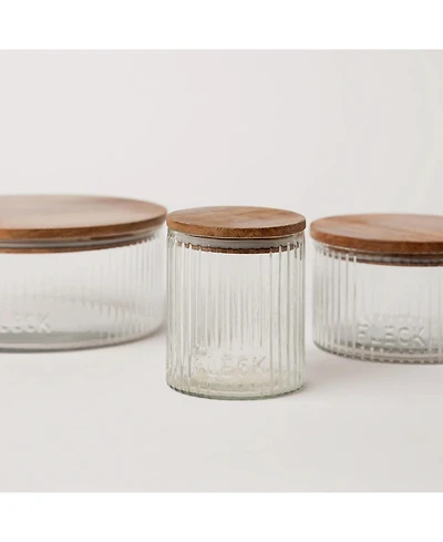 Fleck Fluted Glass Storage Jars - set of 3