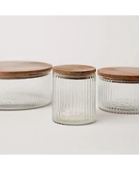 Fleck Fluted Glass Storage Jars - set of 3