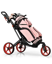 Mecale Folding Golf Push Cart with Swivel Wheel, Scoreboard, Adjustable Handle