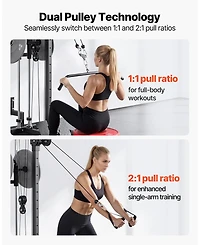 Mecale 3 in 1 Wall Mount Lat Pulldown Machine with 18 Height Levels