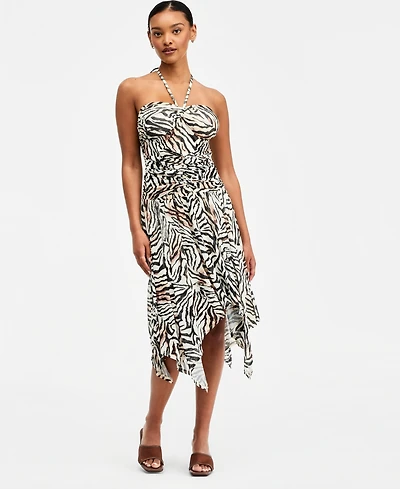 Bar Iii Women's Printed Asymmetric Mesh Midi Dress, Macy's Exclusive