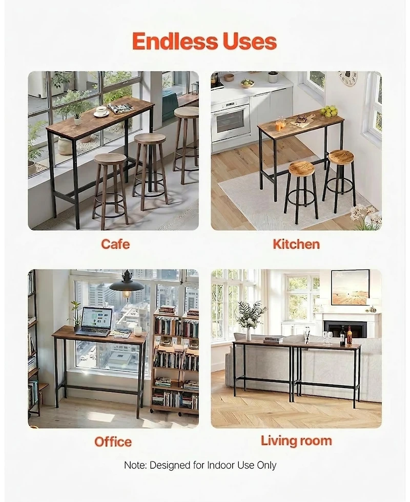 Sugift High Top Pub Table with Metal Frame for Kitchen and Living Room
