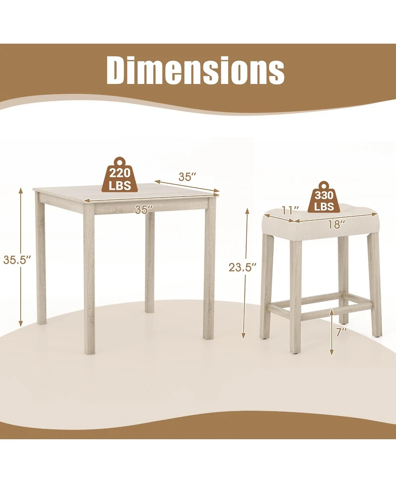 Sugift Five Piece Bar Table Set with Square Table and Stools
