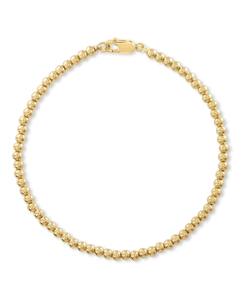 Devata 3mm Beaded Ball Chain Bracelet Gold Plated Sterling Silver,