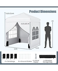 Mecale 6.5x6.5 ft Pop-Up Canopy Tent with 4 Sidewalls and Wheeled Carry Bag