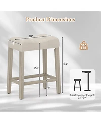 Sugift Set of 4 Upholstered Counter Height Bar Stool with Curved Saddle-Seat