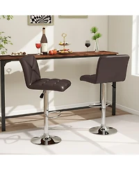 Sugift Pu Leather Upholstered Bar Stools Set of 2 with Back and Adjustable Height