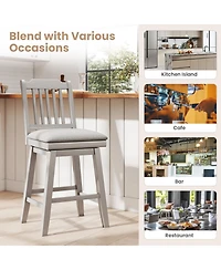 Sugift 25 inch Modern Bar Stools Set of 2 with Upholstered Swivel Seat