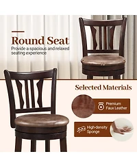 Sugift Counter Height Swivel Bar Stools Set of 2 with Back and Solid Rubber Frame-29