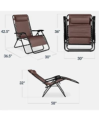 Best Choice Products Set of 2 Extra Wide Zero Gravity Lounge Chair Recliners w/ Cup Holder