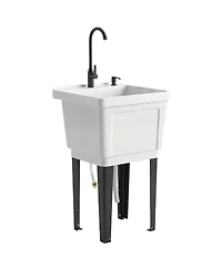 Outsunny Utility Sink Laundry Tub, Freesding Laundry Sink,